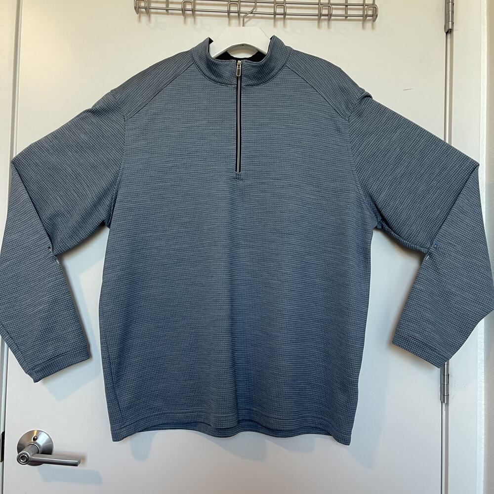 Cypress Club MEN'S 1/4Zip Long Sleeve Textured Performance Shirt Blue Size L